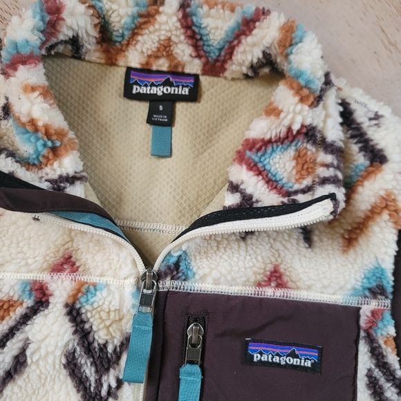 Patagonia Retro-X Vest Sherpa Synchilla Fleece Fern Dell Aztec design S - Picture 2 of 5